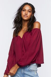 RUST Chiffon Off-the-Shoulder Top, image 2
