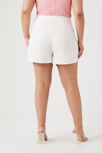 WHITE Plus Size Twill Mid-Rise Shorts, image 4