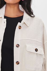 BEIGE Fleece Button-Front Shacket, image 5