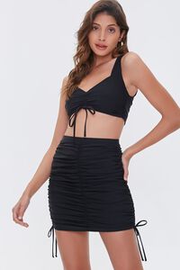 BLACK Ruched Bodycon Mini Skirt, image 1