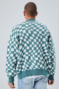 GREEN/WHITE Checkered Cardigan Sweater, image 4