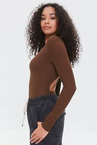 BROWN Lace-Up Long-Sleeve Bodysuit, image 2