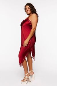 DARK RED Plus Size Lace-Trim Slip Midi Dress, image 6