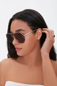 GOLD/CHAMPAGNE Mirrored Aviator Sunglasses, image 1