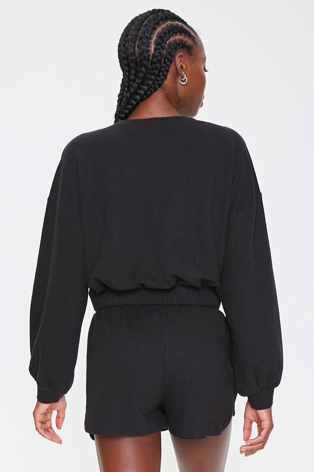 BLACK Drop-Sleeve Top & Drawstring Shorts Set, image 3