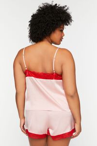 PINK/RED Plus Size Lace-Trim Cami & Shorts Pajama Set, image 3