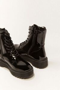 Faux Patent Leather Combat Boots, image 3