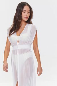 WHITE Billowy Sheer Swim Cover-Up Dress, image 4