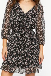 BLACK/MULTI Ditsy Floral Ruffle-Trim Mini Dress, image 5