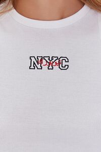 WHITE/MULTI NYC Embroidered Graphic Crop Top, image 5