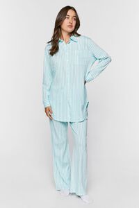 POWDER BLUE/WHITE Striped Wide-Leg Pajama Pants, image 1