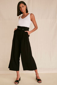 BLACK High-Rise Belted Palazzo Pants, image 5