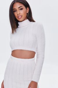 WHITE Fuzzy Crop Top & Mini Skirt Set, image 5