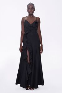BLACK Ruffle-Trim Maxi Dress, image 4