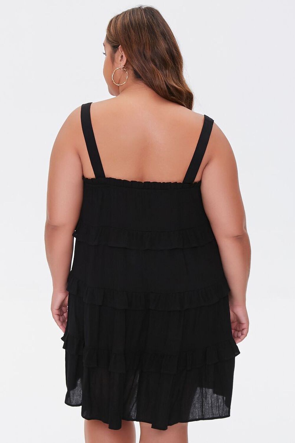 BLACK Plus Size Sleeveless Tiered Mini Dress, image 3