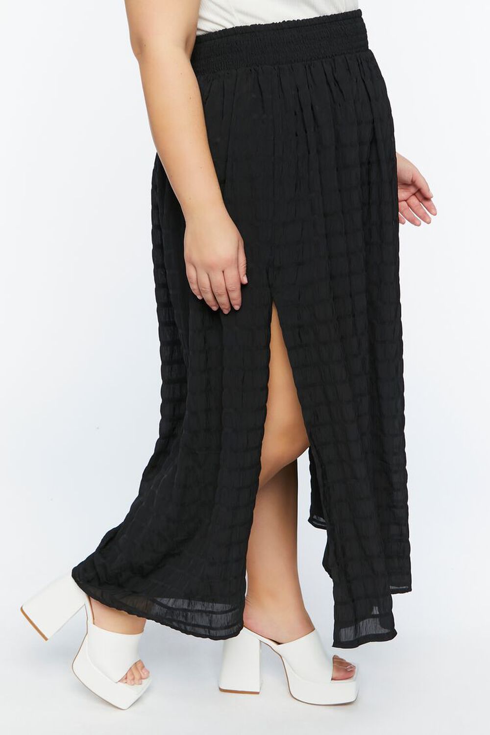 BLACK Plus Size A-Line Maxi Skirt, image 3