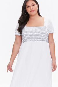 WHITE/NAVY Plus Size Gauze Maxi Dress, image 2