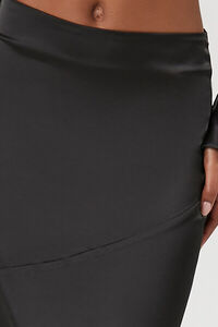 BLACK Satin Split-Hem Maxi Skirt, image 6