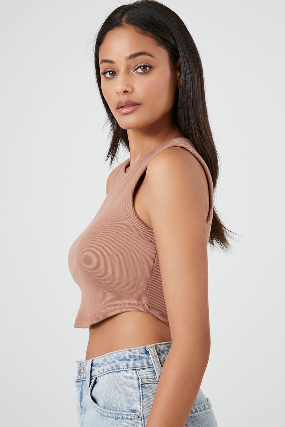 Missguided basics ribbed sleeveless crop top in white