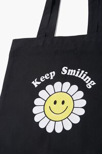 BLACK/MULTI Keep Smiling Graphic Tote Bag, image 3