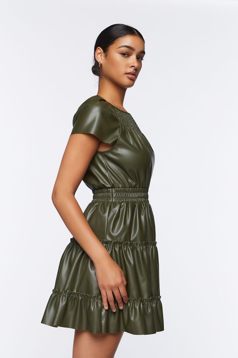 OLIVE Faux Leather Tiered Mini Dress, image 2