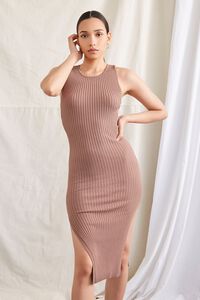 TAUPE Ribbed M-Slit Bodycon Dress, image 1
