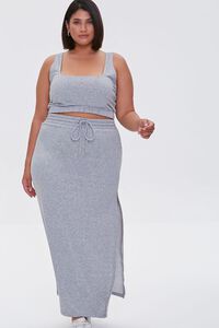 HEATHER GREY Plus Size Crop Top & Maxi Skirt Set, image 6