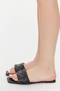 BLACK Crosshatch Faux Leather Sandals, image 2