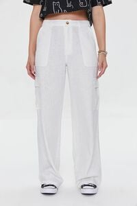 WHITE Linen-Blend Cargo Pants, image 2