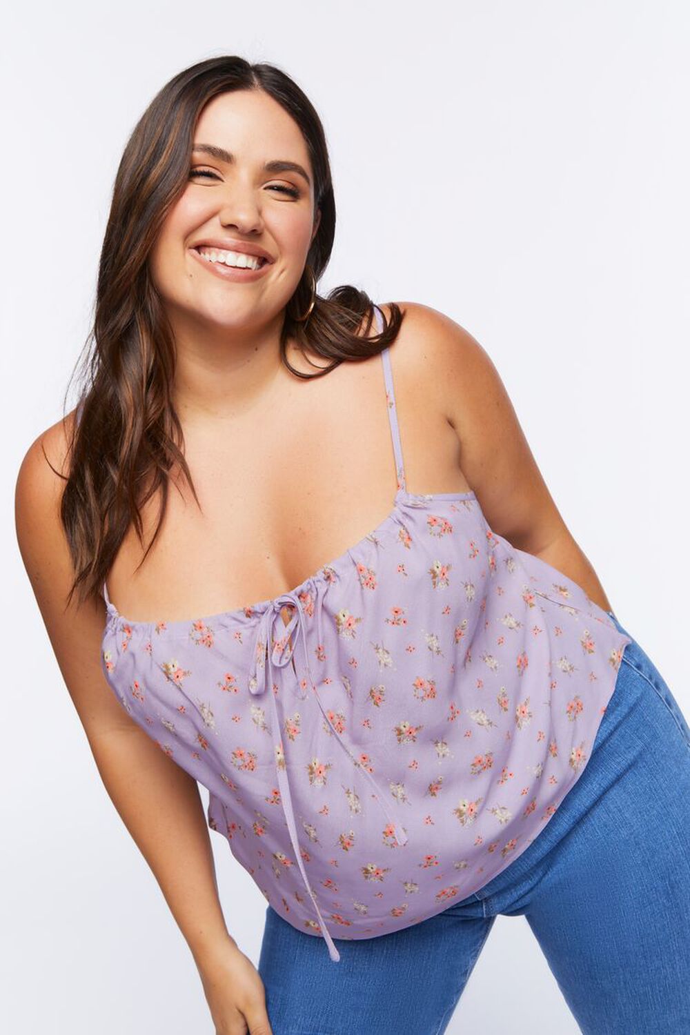 LILAC/MULTI Plus Size Ditsy Floral Print Cami, image 1