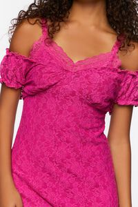 FUCHSIA Lace Cami Cap-Sleeve Mini Dress, image 5