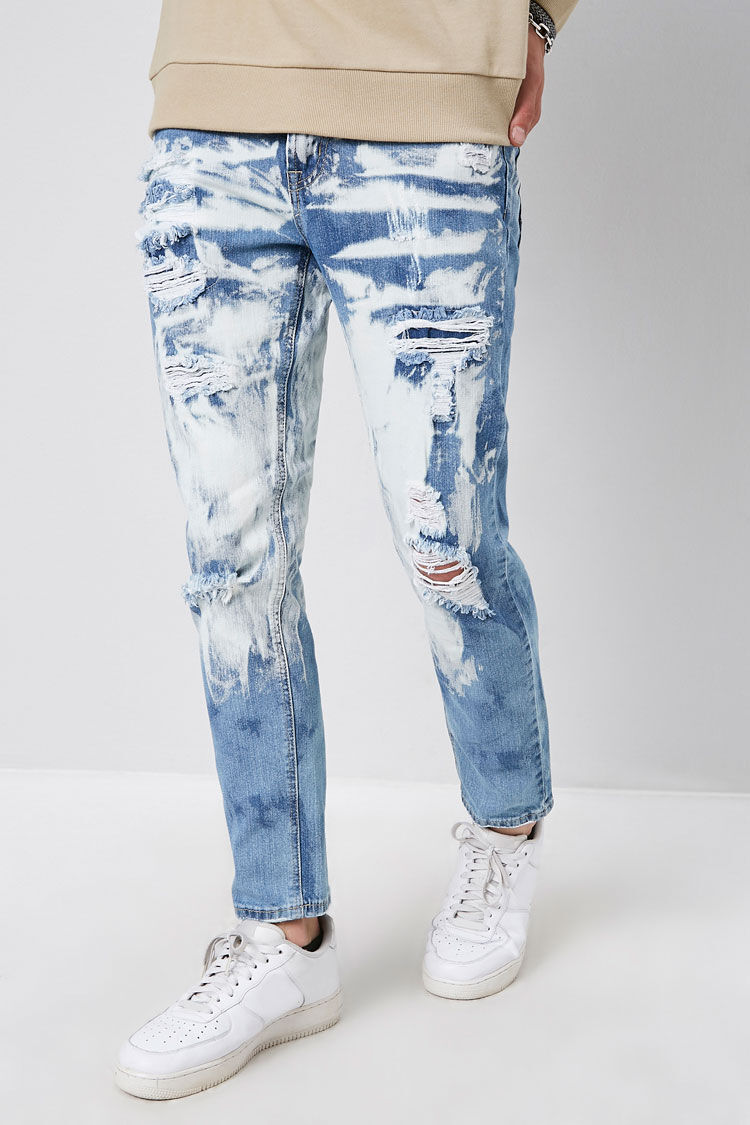 bleached distressed jeans