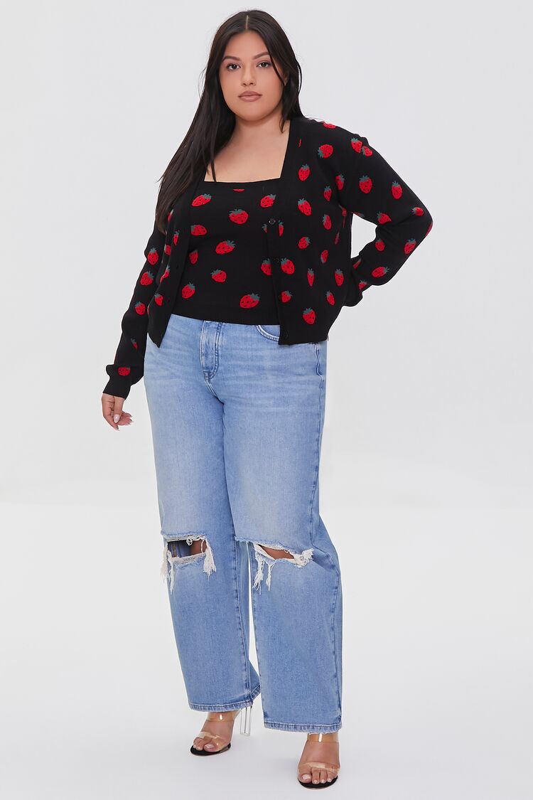Plus Size Cami & Cardigan Sweater Set