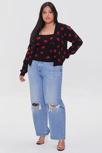 BLACK/MULTI Plus Size Cami & Cardigan Sweater Set, image 4