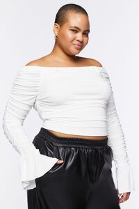 VANILLA Plus Size Ruched Off-the-Shoulder Top, image 1