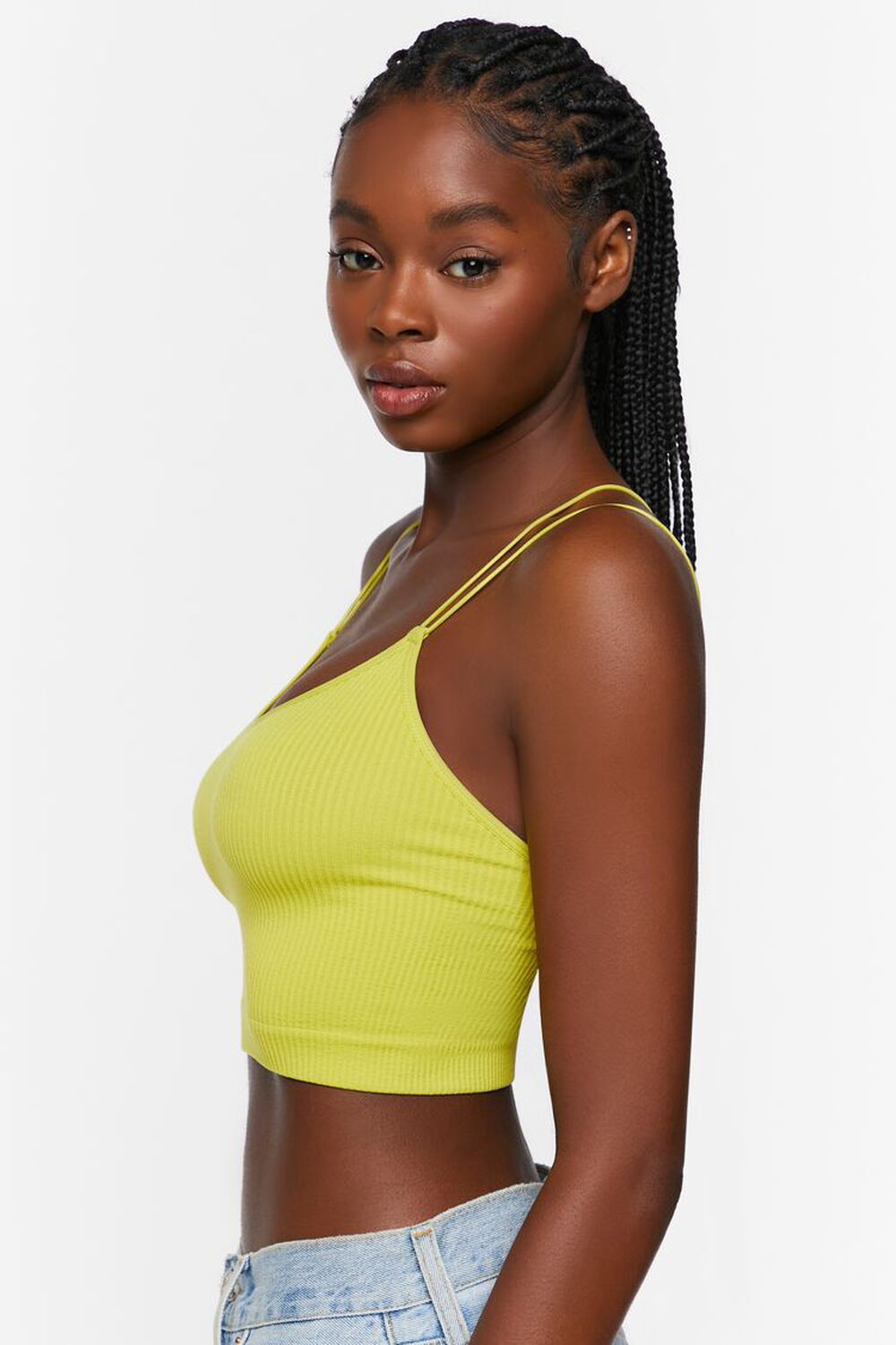 GREEN APPLE Seamless Ribbed Dual Strap Bralette, image 2
