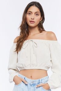 TAUPE Off-the-Shoulder Crop Top, image 1