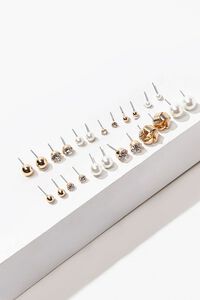 GOLD/CLEAR Faux Pearl Stud Earring Set, image 2