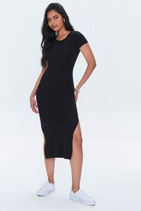 BLACK T-Shirt M-Slit Midi Dress, image 1