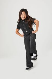 BLACK Girls Denim Short-Sleeve Jumpsuit (Kids), image 4