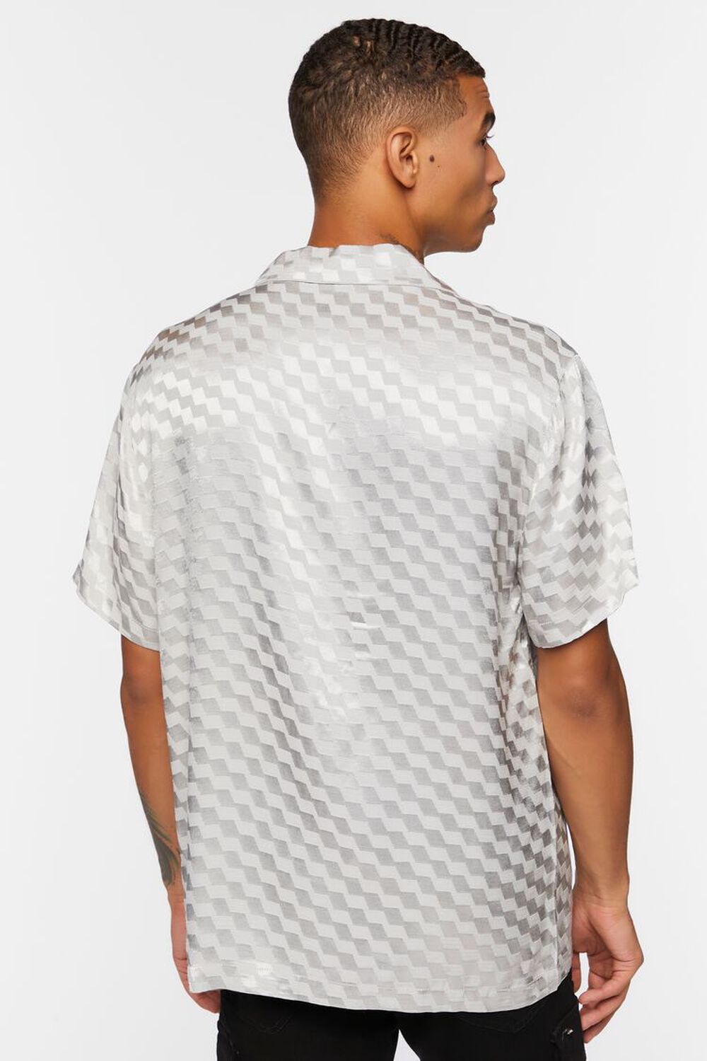 GREY Satin Checkered Shirt, image 3