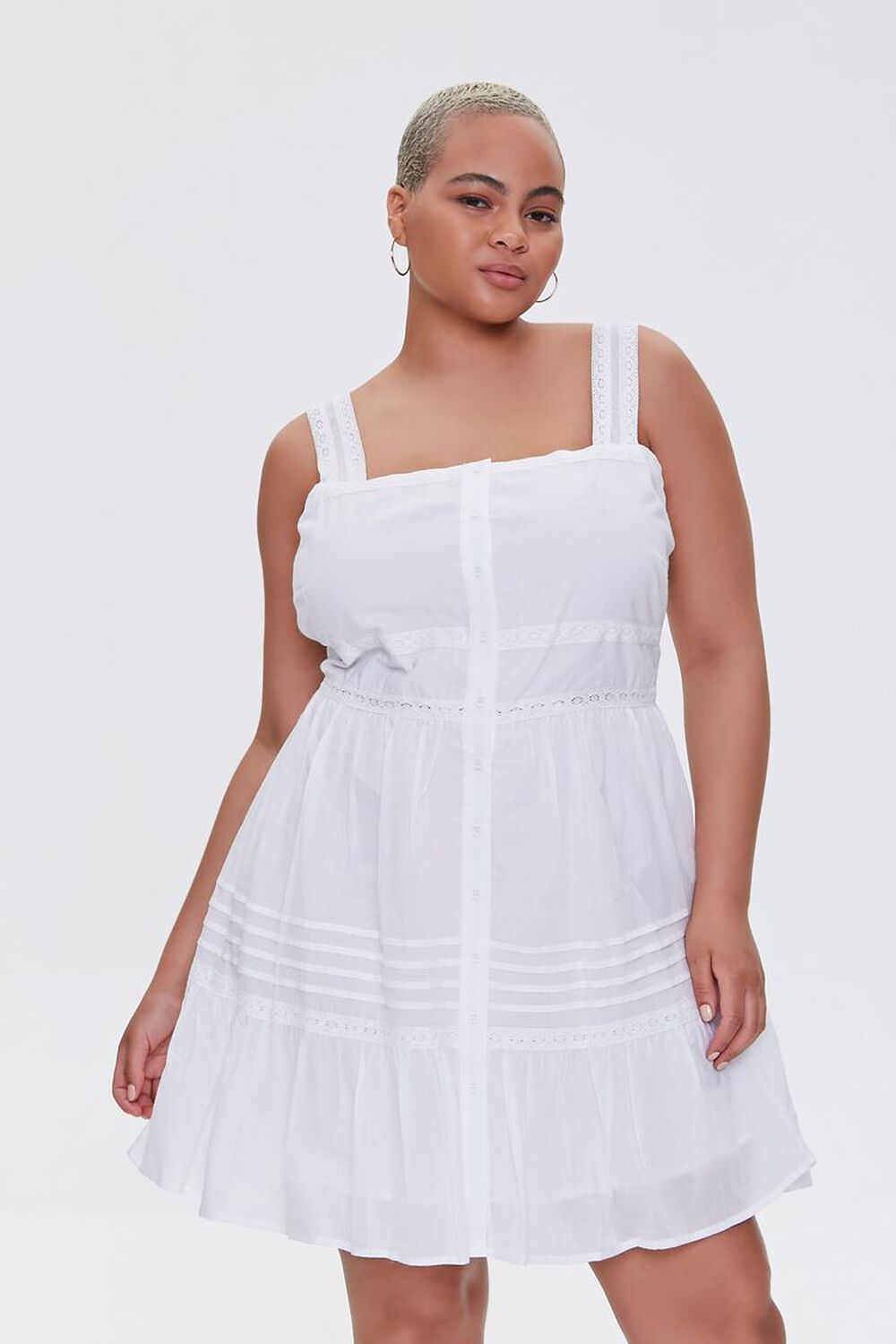 WHITE Plus Size Fit & Flare Mini Dress, image 1