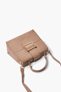 TAUPE Faux Pebble Leather Satchel, image 5