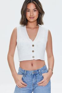 WHITE Cropped Sweater-Knit Vest, image 5