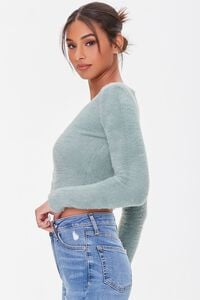 SAGE Fuzzy Cropped Cardigan Sweater, image 2