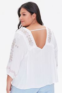 Plus Size Embroidered Peasant Top, image 3