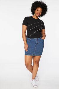 BLACK Plus Size Striped Cropped Tee, image 4
