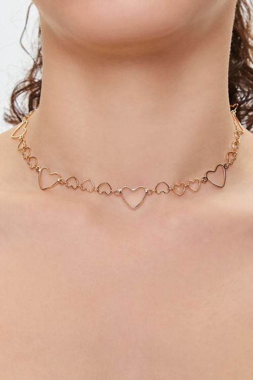 GOLD Linked Cutout Heart Necklace, image 1