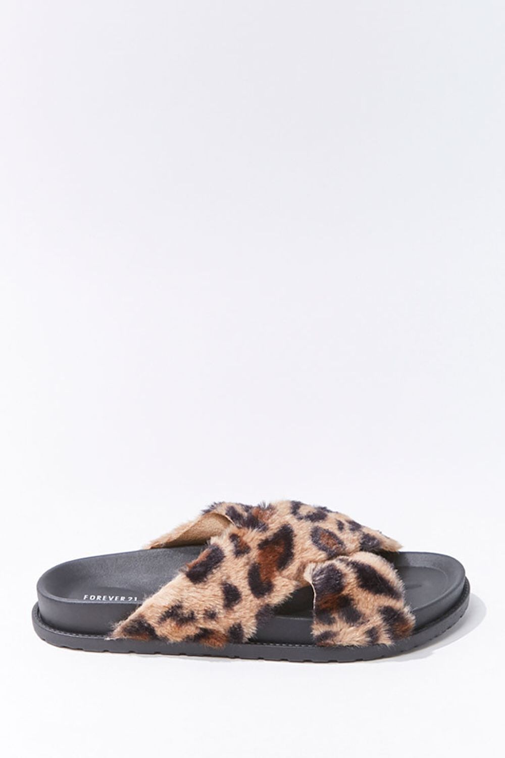 TAN/MULTI Plush Leopard Print Crisscross Slippers, image 1
