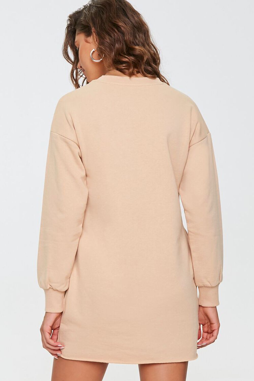 TAUPE French Terry Sweatshirt Dress, image 3